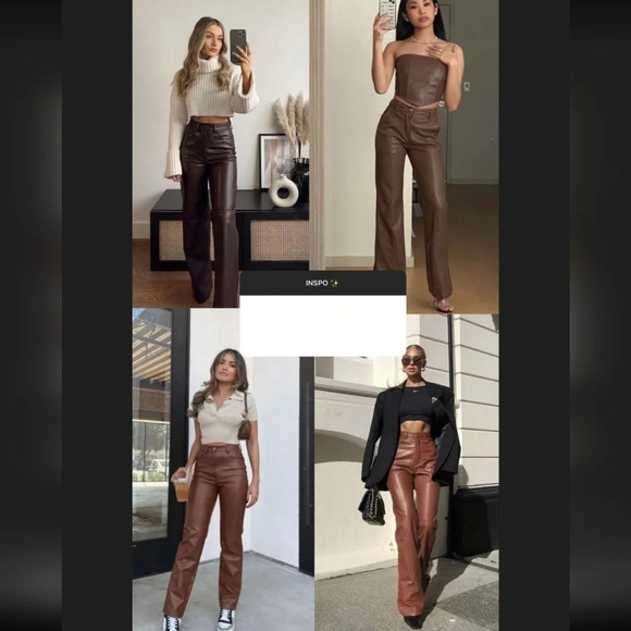 90s Y2K VINTAGE Bratz Hugo Buscati Collection sz. 6 Leather Pants Straight Leg - Picture 2 of 10